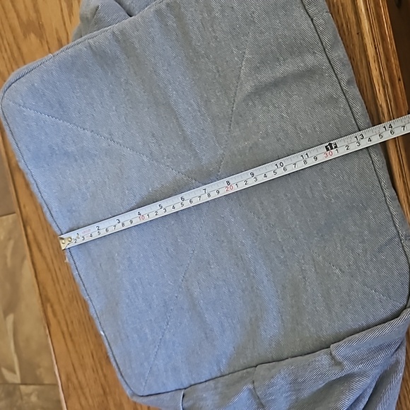 MALIRONI Extra Large Chambray Canvas Zip Top Tote Market Bag Beach Bag 44L - Picture 9 of 13